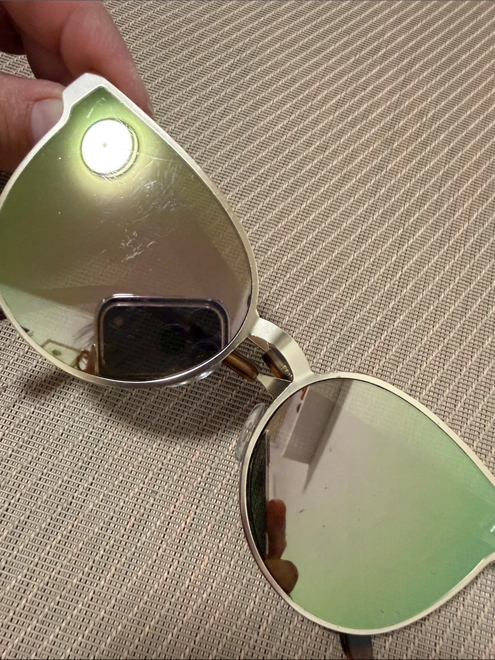 Foster Grant Silver Frame Sunglasses with Green gold Mirrored Lenses
